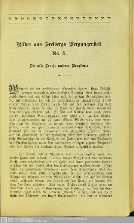 Bilder aus Freibergs Vergangenheit No. 5. Die alte Tracht unserer Bergleute