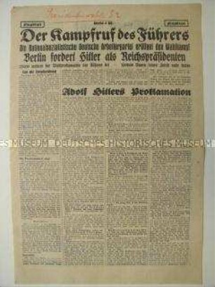 Sonderdruck der NSDAP zur Reichspräsidentenwahl 1932