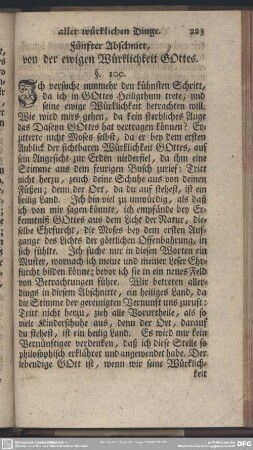Fünfter Abschnitt, von der ewigen Würcklichkeit Gottes