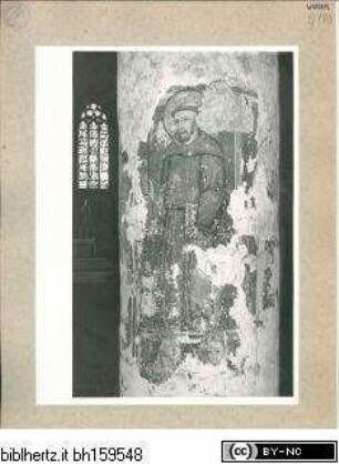 Reste von Votivfresken mit Madonnen- und Heiligendarstellungen, Thronende Madonna, flankiert von den Heiligen Antonius Abbas und Franziskus; die Heiligen Antonius Abbas und Ansanus; der Heilige Rochus; thronende Madonna, flankiert von drei Heiligen