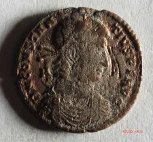 Römische Münze, Nominal Maiorina, Prägeherr Constantius II., Prägeort Lyon, Original