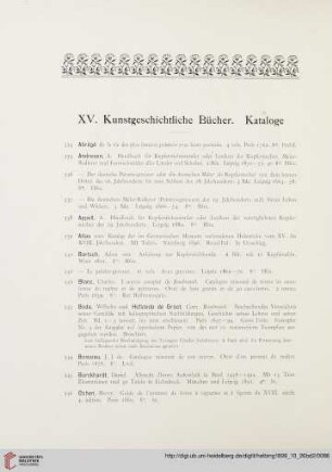XV. Kunstgeschichtliche Bücher. Kataloge (Nr. 334 - 413)