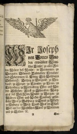 A1r-A1v, Wir Joseph von Gottes Gnaden [...]