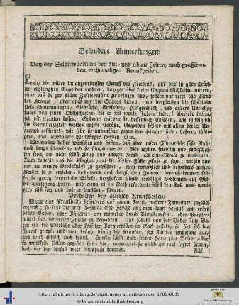 Besondere Anmerkungen.