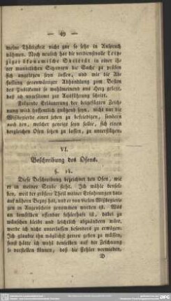 VI. Beschreibung des Ofens