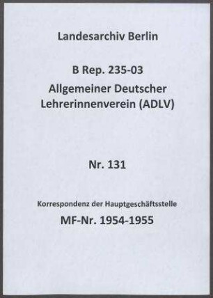 Schriftwechsel der Geschäftsführerin Annie Schrabach v.a. mit den Mitgliedern des Gesamtvorstandes
