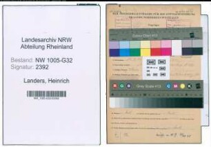 Entnazifizierung Heinrich Landers , geb. 14.09.1904 (Vers.Inspektor)