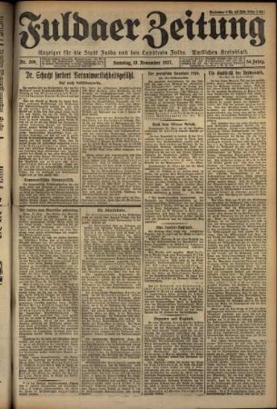 Erste Ausgabe vom Samstag, den 19. November 1927.