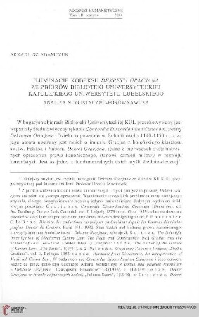 52: Iluminacje Kodeksu Dekretu Gracjana ze zbiorów Biblioteki Uniwersyteckiej Katolickiego Uniwersytetu Lubelskiego : analiza stylistyczno-porównawcza =