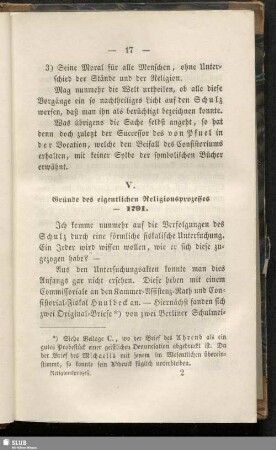V. Gründe des eigentlichen Religionsprozesses - 1791