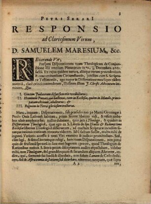 Apologetica responsio ad cl. virum Samuel Maresium super disputatione theol. de coniunctione omnium planetarum ...