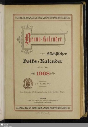 58.1908: Benno-Kalender : sächsischer Volks-Kalender auf das Jahr ...
