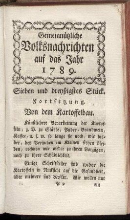Sieben und dreyßigstes Stück