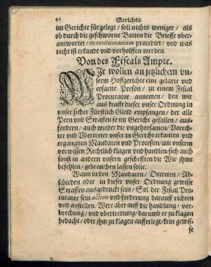 Von des Fiscals Ampte.