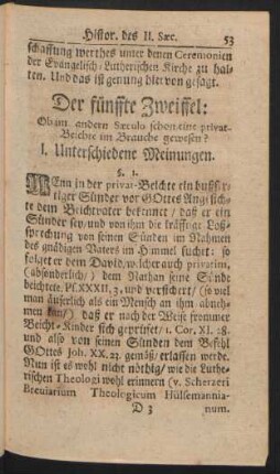 Der fünffte Zweiffel: