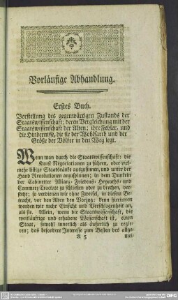 Vorläufige Abhandlung