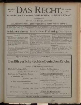 Nr. 22. 25. November 1905.