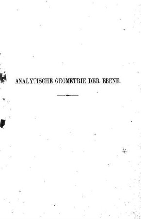 Analytische Geometrie der Ebene