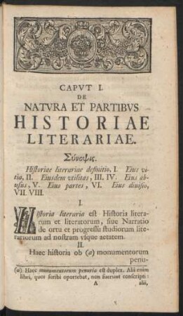 Caput I. De Natura Et Partibus Historiae Literariae