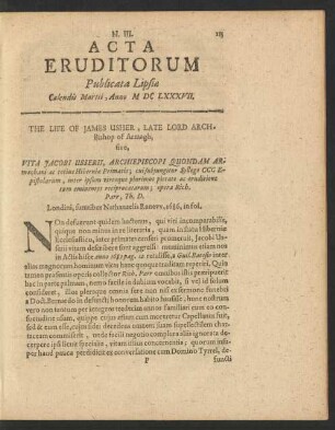 N. III. [...] Calendis Martii, Anno M DC LXXXVIII.
