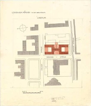 Fischer, Theodor; München - Westend, Bergmannstr.; Ledigenheim - Lageplan