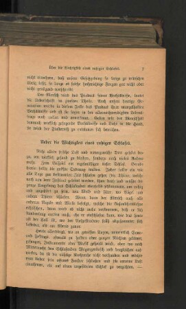 Ueber die Wichtigkeit eines ruhigen Schlafes.