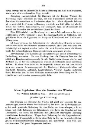 Neue Ergebnisse über die Struktur des Windes (Vorläufige Mitteilung)