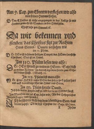 Da wir bekennen und gleuben/ das Christus sitzt zur Rechten Hand Gottes ...