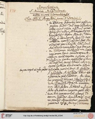 Monasterium S. Mariae Magdalenae extra muros Wormatienses olim Ord. S. Augustini, nunc S. Dominici
