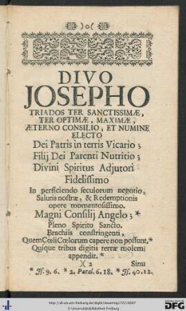 Divo Josepho ...