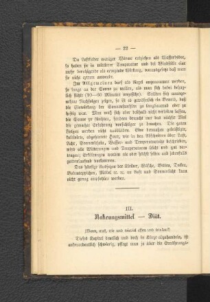 III. Nahrungsmittel - Diät.