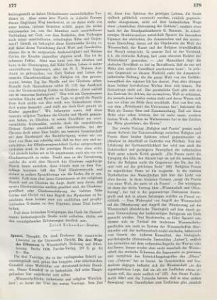177-179 [Rezension] Spoerri, Theophil, Die drei Wege des Erkennens in Wissenschaft, Dichtung und Offenbarung