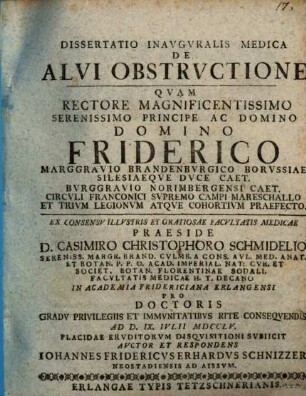 Dissertatio Inavgvralis Medica De Alvi Obstrvctione ...
