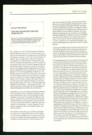 Von der Verantwortung des Architekten