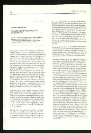 Von der Verantwortung des Architekten