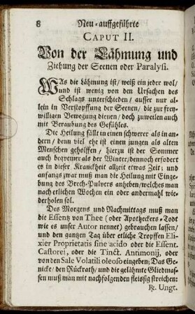 Caput II. Von der Lähmung und Ziehung der Seenen oder Paralysi.