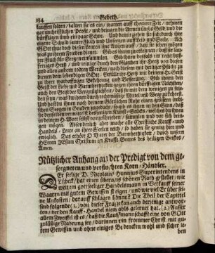Nützlicher Anhang an der Predigt von dem geseegneten und verfluchten Korn-Händler.