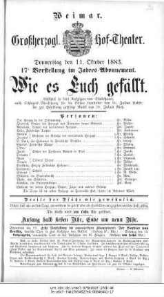 Wie es Euch gefällt
