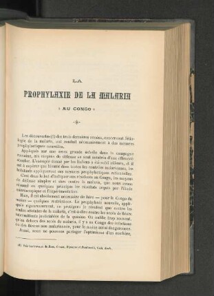 La Prophylaxie De La Malaria Au Congo.