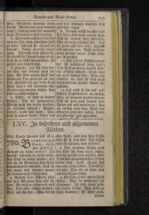 LXV. In besondern und allgemeinen Nöthen.