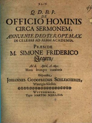 De officio hominis circa sermonem