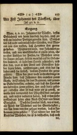 Am Fest Johannis des Täuffers, über Jes. 40. v. 2.