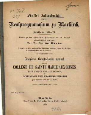 Jahresbericht über das Realprogymnasium zu Markirch : Schuljahr ..., 1875/76 = 5