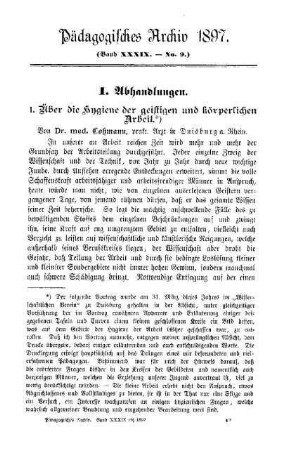 Über die Hygiene der geistigen und körperlichen Arbeit