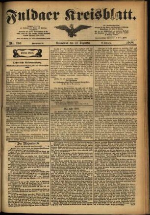 Erste Ausgabe vom Samstag, den 19. Dezember 1908.