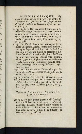 463-464, Histoire de Carthage, Syracuse, & des Amazones