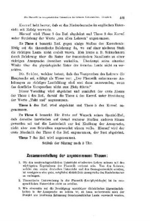 Zusammenstellung der angenommenen Thesen : [Protokolle der Verhandlungen]