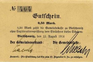 Gutschein - 0,50 Mark