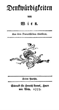 Dritte Parthie: Denkwürdigkeiten von Wien. Dritte Parthie