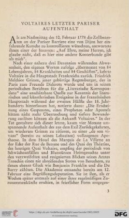 Voltaires letzter Pariser Aufenthalt